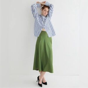 J. Crew Gwyneth Slip Skirt in Utility Green size M